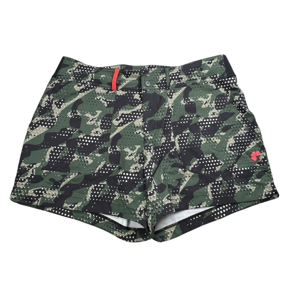 Krimson Klover Womens Large Green Camouflage Rory Short 5" Inseam Mid Rise